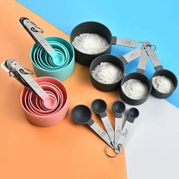 4/8/10 pezzi cucchiai multiuso strumenti di misurazione della tazza accessori per la cottura in PP manico in plastica in acciaio inossidabile gadget da cucina