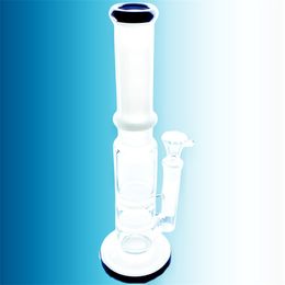 heady glass bongs Hookah/Milk white glass water pipe, gold leaf logo double-layer honeycomb perc, 12 inches (GB-200)