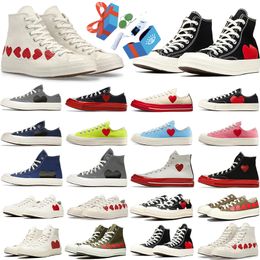 Casual Shoes men women trainers canvas PLAY big red Multi heart eye low high White Black Grey Blue Quartz Bright Green Pink Polka Dot White casual sneaker with box