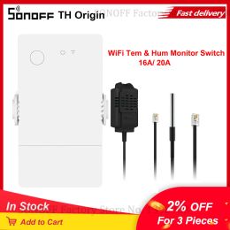 Control SONOFF TH Origin 16A 20A Temperature And Humidity Sensor Upgrade WiFi Smart Home Monitoring Works With Alexa Google Assistant