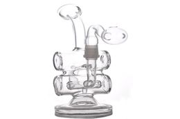 8 Inchs Mini Dab Rigs Glass Oil Rigs Recycler bong Double Barrel Percolator smoking Water pipe With 14mm Joint glass oil burner pi6453592