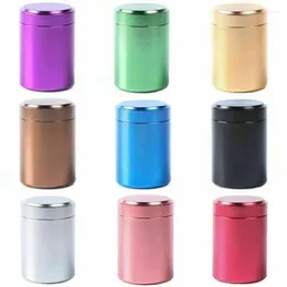 Storage Bottles 9Color Metal Aluminum Portable Small Sealed Travel Tea Caddy Airtight Smell Proof Container Stash Jar