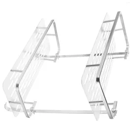 Kitchen Storage Wall Shelf Bathroom Double-layer Space Aluminium Toilet Supplies Rack Rectangular Plate