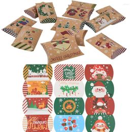 Gift Wrap 6/12Pcs Merry Christmas Pillow Candy Box Kraft Paper Cookie Packaging Bag 2024 Party Decor Navidad Year