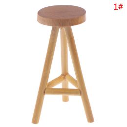 1:12 Dollhouse Miniature Wooden Stool Bench Chair Unpainted Furniture Modle Toys Park Bar Kitchen Doll House Decor Accessories