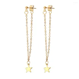 Dangle Earrings MinaMaMa Stainless Steel Tassel Chain With Star Drop Women's Fashion Jewellery
