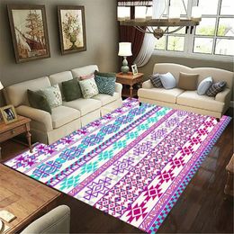 Carpets Retro Geometry Carpet Mat For Living Room Doormat Flannel Print Bedroom Non-slip Floor Rug 01