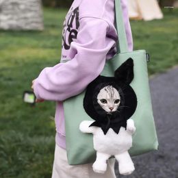 Cat Carriers Pet Canvas Shoulder Carrying Bag Cute Lion-Shaped Cartoon Carrier Portable Tote Chest