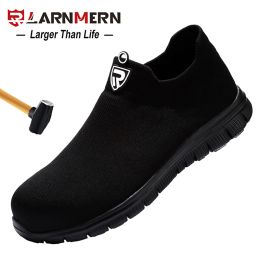 Accessories LARNMERM Mens Safety Shoes Work Shoes Slip On For Women Steel Toe Lightweight Breathable Warehouse Construction protection shoes