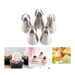 Baking Pastry Tools 1Pc Tips Set Stainless Steel Russian Nozzles Fondant Icing Pi Cake Decorating Rose Tip 85081 Drop Delivery Hom Hom Otder