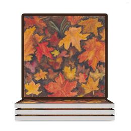 Table Mats Fallen Leaves Ceramic Coasters (Square) Cute Kitchen Slate Cup Mug Set