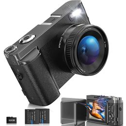 High Resolution 4K Digital Camera with Autofocus, 48MP Vlogging Camera, 32GB Card, 3" Flip Screen, Flash, 16X Zoom, Anti-Shake, Compact Design for Photography and Video