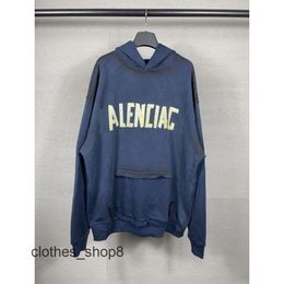 Tape Sweaters Version balencigs Spray Hoodies Paris Hoodie Direct Sweater Men High Printing Washed Worn Out Men's Women's Hooded Aristocratic F I0K2