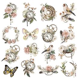 20Pcs/Pack Vintage Flowers Birds Sticker DIY Craft Scrapbooking Album Junk Journal Decorative Stickers