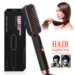 Irons 3 in 1 Multifunctional Hair Straightener Comb Brush Beard Straightening Men&Women Ceramic Electric Hot Comb Hair Quick Styler