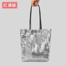 New Bling Sequin Shoulder Bag for Women's Minority Casual Tote Bag Fashion Bead Handbag 240402