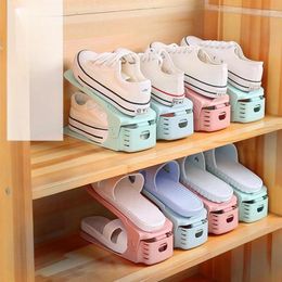 Hooks 2 Layer Durable Adjustable Shoe Organiser Rack Footwear Support Slot Space Saving Cabinet Closet Holder Stand Shoes Storage