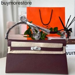 Shoulder Bag Elan 7a Handmade Genuine Leather All 27.5cm Wine Red Silver Button8MAG