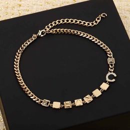 Luxury quality charm choker chain pendant necklace with square shape and chain designer have stamp box PS3373B