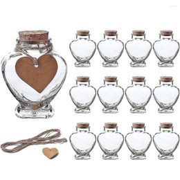 Bottles Heart Jar Shaped Glass Favor Jars With Cork Lids Wish Label Tags And String