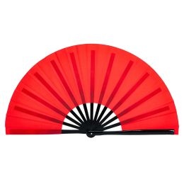 Arts Kun Master 34 Cm Bamboo Chinese Kung Fu Tai Chi Fan With Red Cover Black Staves