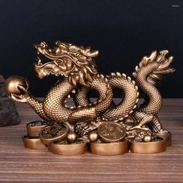 Decorative Figurines 2024 Chinese Auspicious Money Dragon Statuette Resin Sculpture Feng Shui Decoration Home Living Room Bedroom Office