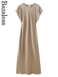 Party Dresses 2024 Satin Midi Dress Autumn Elegant Backless Robe Women's Official Women Store