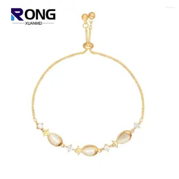 Charm Bracelets Trendy Length Adjustable Opal Little Fish For Women Elegant High Quality Gold Plated Bracelet Party Jewellery