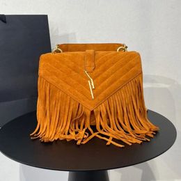 Women Suede Shoulder Bags Women Leather Handbags Tassel Crossbody Bags Women Chain Handbags Messenger Envelope Purse Suede