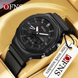 Wristwatches OFNS Top Brand Military G-style Watch Waterproof LED Digital Chronograph Sports Dual Display Quartz Clock Relogio Masculino