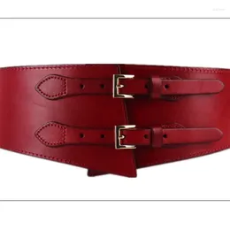 Belts 's 10cm Leather Double Row Retro Wide Fashion All-match Girdle High-quality Designer Belt For Women