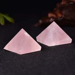 Decorative Figurines 1Pcs Crystal Pyramid Natural Pink Ornaments Cristalli Veri Home Office Crafts Decoration Gift 3X3cm