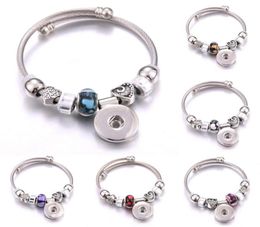 Charm Bracelets Elasticity Snap Button Bracelet Heart Crystal Bangles Beads Jewelry Making Fit 18MM Buttons3581513