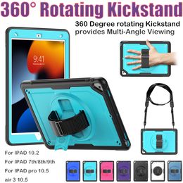 Newest Tablet Case For iPad Pro 10.5 inch Air3 iPad 10.2 inch 7th 8th 9th 360 Rotation Hand Strap Kickstand Cover Ultra light Rugged Shockproof kids Cases with S Pen Holder