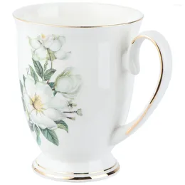 Wine Glasses Ceramic Tea Cup Coffee Mug Floral Serving With Handle Flower Tableware For Water Beverage Drinks Latte Cafe Mocha Mugs