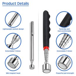 Telescopic Magnetic Pen Extendable Pickup Rod Stick with Light Mini Portable Magnet Pick Up Tool for Picking Up Screws Nut Bol