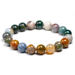 Bracelets Natural Genuine Ocean Jasper Stone 6 8 10mm Round Beads Strand Bracelet Jewellery Women Men Ocean Agate Jewellery Loversgift