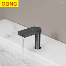 Bathroom Sink Faucets Fully Automatic Sensing Faucet Intelligent LED Digital Display Cold And Wash Basin Infrared Water Outlet