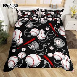 Bedding Sets Kids Baseball Set Ball Sports Duvet Cover Single King For Boys Teens Polyester Bat Gloves Comforter