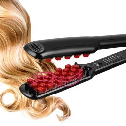 Irons 2 in 1 Fluffy Hair Straightener And Hair Volumizing Iron Hot Comb Ceramic Crimper Hair Shiny Silky Waves Corn Brushes Flat Irons