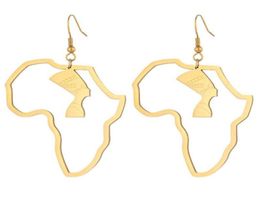 Dangle Chandelier African Map Big Earrings Exaggerate Large Egyptian Queen Earring Gold Colour Africa Ornaments Traditional Ethni3766408