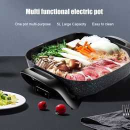 5L large capacity multifunctional electric pot, suitable for frying, barbecue, and hot pot cooking. It can be used to make various foods and is easy to clean