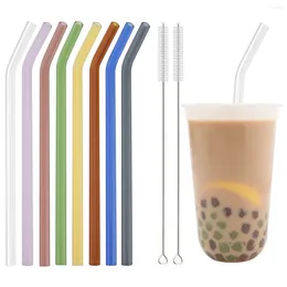 Drinking Straws High Borosilicate Glass Eco Friendly Reusable Straw Sharp Bubble Tea Cocktail Smoothie Juice Dinkware Tool