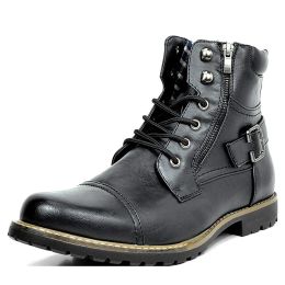 Shoes Yween Men Boots Plus Size Men's Metal Double Zipper Knight Boots Leather Shoes Men Oxfords Boots Shoes Men Autumn