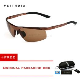 Sunglasses Veithdia Design Aluminum Magnesium Men's Polarized Rimless Sun Glasses Sports Male Eyewear Sunglasses Goggle Shades for Men