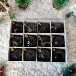 Party Decoration Christmas Ornaments Balls 6cm 12 Pcs Plastic Electroplated Irregular Holiday Decorations Tree Black