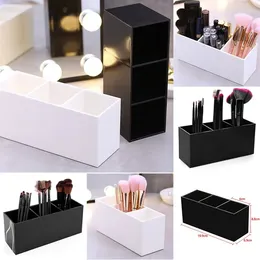 Storage Boxes 3 Lattices Makeup Brush Organiser Cosmetic Pen Container Plastics Eyebrow Pencile Holder Standing Cosmetics Box