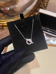 Luxury Brand Charm Nose Little Q Necklace Womens New Pure Silver Letter OT Buckle Pendant clavicle chain rose gold full diamon With Logo