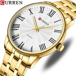 Wristwatches CURREN New Luxury Brand Mens es Casual Business Quartz Wristes with Roman Numbers Simple Style Stainless Steel Clock L240402