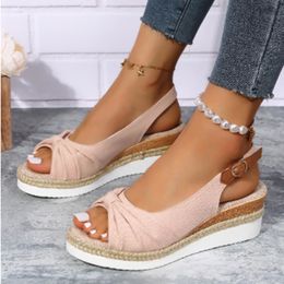 Sandals for Women Fashion Buckle Peep Toe Comfort Lightweight Wedges Sandals Summer Wear-resistant Women Office Wedding Sandals 240318